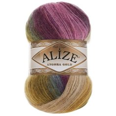 Пряжа Alize Angora gold batik (Ангора Голд Батик) 4341 беж-горчица-морская волна-фуксия 20% шерсть, 80% акрил 100г 550м 1 шт