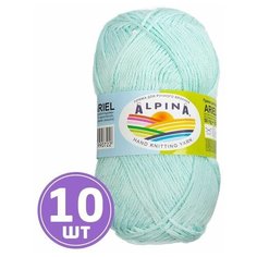 Пряжа для вязания крючком, спицами Alpina Альпина ARIEL классическая средняя, акрил/пайетки, цвет 09 Светло-мятный, 150 м, 10 шт по 50 г