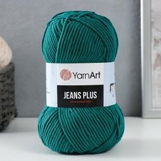 Пряжа "Jeans plus" 55% хлопок, 45% акрил 160м/100гр (63 т. изумруд) Yarn Art