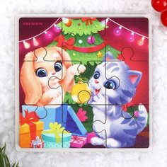Новогодние Пазлы для детей "Зверята украшают елочку" , игрушки для девочек и мальчиков Нет бренда