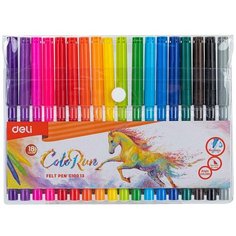 Набор фломастеров 18 цветов Deli ColoRun (линия 2мм), 12 уп.