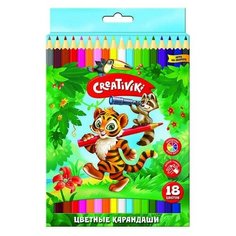 Карандаши цветные 18 цветов Creativiki (6гр, дерево), 8 уп.