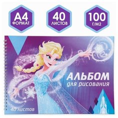 Альбом для рисования на гребне, А4, 40 листов, "Холодное сердце", Холодное сердце Disney