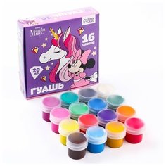 Гуашь 16 цветов по 20 мл Единорог, Минни Маус Disney
