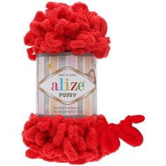 Пряжа для вязания ALIZE Puffy Ализе Пуффи: 56 (красный) / 2 шт / 9 м / 100 г / 100% микрополиэстер / большие петли