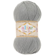 Пряжа Alize Baby Best, 90 % акрил, 10 % бамбук, 100 г, 240 м, 5 шт., 344 серый