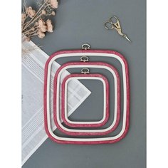 Пяльцы-рамка каучуковые 3 шт, 23х25 см, 18х20 см, 12,5х14,5 см, высота 10 мм, цвет: розовый, Nurge