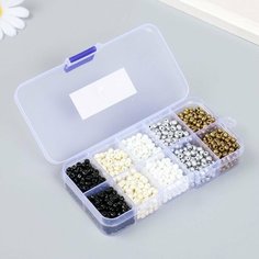 Бисер стекло 6/0 в шкатулке 10 делений "Классика" 1 деление=10 гр 12,8х6,5х2,2 см Арт Узор