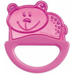 Погремушка Canpol babies с эластичным прорезывателем, 0+, цвет: розовый, форма: мишка