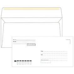 Конверты Е65 (110х220 мм), клей, "Куда-Кому", 80 г/м2, комплект 1000 шт. Ряжская печатная фабрика