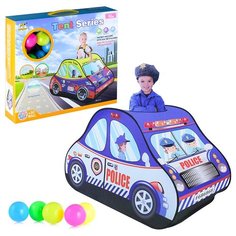Палатка детская игровая "Полицейская Машина" 118х68х72 см с шариками в комплекте (в коробке с ручкой) складная Oubaoloon