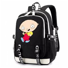 Рюкзак Стьюи Гриффин (Family Guy) черный с USB-портом №5 Noname