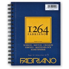 Бумага для графики Fabriano Альбом для графики SKETCH 1264 Fabriano, А5 90г/м2 слон. кость, 60л. (спираль по длинной стороне)