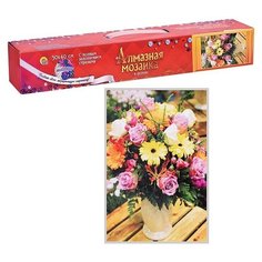 Алмазная мозаика, блестящая "Ароматный яркий букет" (34 цвета) Рыжий кот