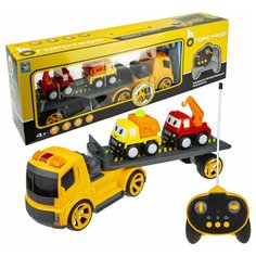 Машинка 1TOY "Горстрой" тягач со стройтехникой с пультом д/у