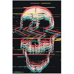 Картина по номерам, "Живопись по номерам", 48 x 72, FU104, череп, линии, поп-арт, дудлинг, разные цвета