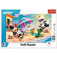 Пазл "Игра на пляже" в рамке (15 деталей) в коробке 31390 Размер собранной картинки 258х159мм Trefl