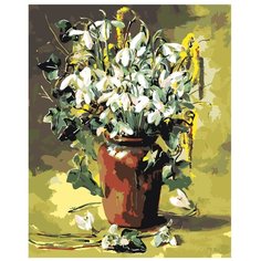 Картина по номерам, "Живопись по номерам", 60 x 75, ARTH-AH204, цветы, ваза, букет, живопись, натюрморт, подснежники
