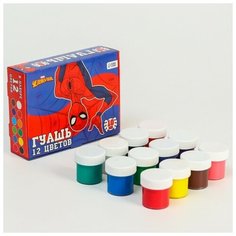 Гуашь 12 цветов по 10 мл, Человек-Паук Marvel