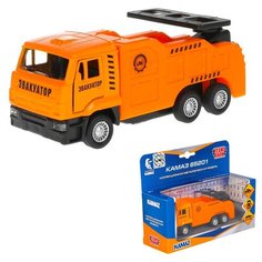 Машина металл kamaz 65201 эвакуатор 12 см, подвижные детали, инерц, оранжевый, Технопарк