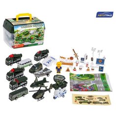 Набор игровой «Военная техника», машинки 12 штук, дорожные знаки, игровое поле Автоград