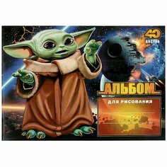 Альбом д/рис , 40л, скр, диз 1, зеленый пришелец Умка
