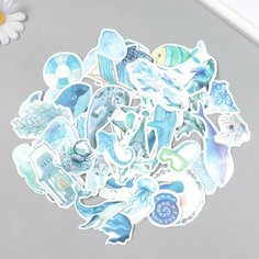 Наклейки для творчества "Морская жизнь" набор 50 шт 4х8 см No Brand