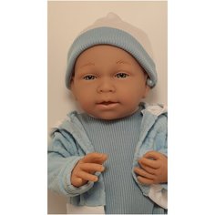 Реалистичная Кукла-пупс PURE BABY, 40 см, в голубом платьице, кофточке с капюшоном, шапочке и носочках Китай