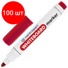 Комплект 100 шт, Маркер стираемый для белой доски красный, CENTROPEN "Dry-Wipe", 2.5 мм, 8559, 5 8559 0104