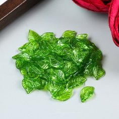 Декор для творчества пластик "Зелёный листик" набор 80 шт 1,4х0,8 см Арт Узор