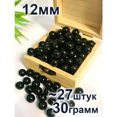 Чёрные бусины жемчужные 12мм для рукоделия и декора Pearl&Wood