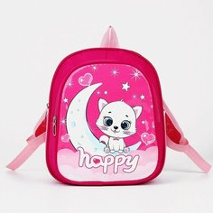 Рюкзак 20*10*26 см, 1 отд на молнии, 3 н/кармана, киска на луне, розовый No Brand