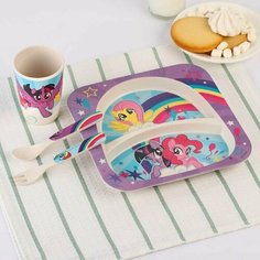 Набор детской бамбуковой посуды, 4 предмета, фиолетовый My Little Pony в пакете Китай