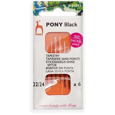 Иглы ручные гобеленовые с белым ушком, Tapestry BLACK, № 22-24, 6шт, PONY