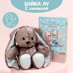 Зайки Li&Lu Мягкая игрушка «Зайка Lu», с книгой, мальчик