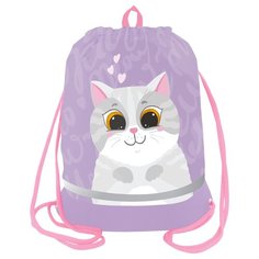 Мешок для обуви 1 отделение Berlingo "Cute cat", 510*400мм, расшир. дно, светоотр. лента, карман на молнии