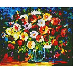 Алмазная мозаика "Букет цветов", 40x50 см, ВанГогВоМне