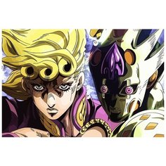 Картина по номерам на холсте аниме JoJo ДжоДжо Джотаро Джованна - 6720 Г 60x40
