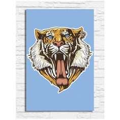 Картина по номерам на холсте рычащий тигр (животные, большие кошки) - 9199 В 20x30