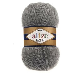 Пряжа Alize Angora Real 40 (Ангора Реал 40) - 1 моток цвет 182 серый меланж 40% шерсть, 60% акрил 100г 480м