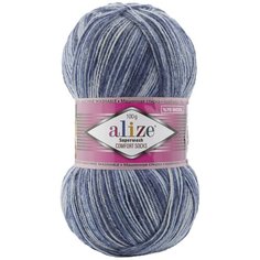 Пряжа Alize Superwash Comfort Socks (Ализе Супервош) - 1 моток, синий меланж (7677), 75% шерсть супервош, 25% полиамид, 420м/100г
