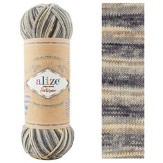 Пряжа Alize Superwash Artisan (Ализе Супервош Артизан) - 3 мотка, Серый меланж (9005), 75% шерсть супервош, 25% полиамид, 420м/100г
