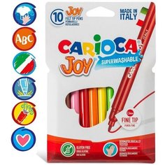 CARIOCA Фломастеры 10 цветов Carioca Joy, 2.6 мм, смываемые, картон, европодвес