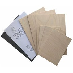 Набор для выжигания по дереву. Набор для творчества фанерка 3мм А4-3шт, А5-3 шт, копирка, кнопки и рисунок. Нет бренда