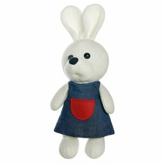 Мягкая игрушка Abtoys Knitted. Зайка девочка вязаная, 22см в джинсовом платьице