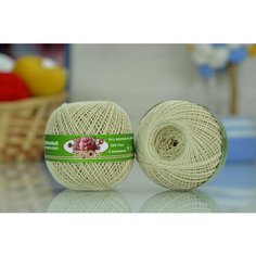 Пряжа ПНК им. С. М. Кирова Пион (ПНК), суровый - 0103, 70% хлопок, 30% вискоза, 6 мотков, 50 г, 200 м.
