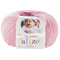 Пряжа Alize "Baby wool": 20% бамбук, 40% шерсть, 40% акрил, 50 г, 175 м, 10 шт, 686501_371 светло-розовый
