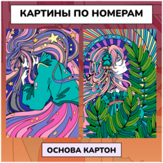 Картина по номерам на картонной основе LORI в стиле аниме Мечтательная девушка, 2 шт в наборе, Им-290