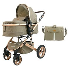 Коляска-трансформер Luxmom 518 2в1 с перекидной ручкой, хаки