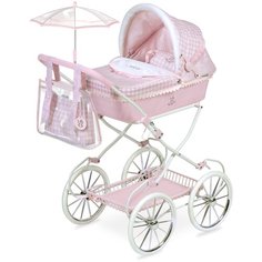 Коляска для кукол люлька DeCuevas Toys, с аксессуарами съемной прозрачной сумкой и зонтом, высота ручки 81 см, серия Ницца, большие колеса